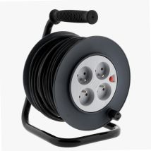Zenitech – Avvolgicavo elettrico 25m 3x1,5mm – 4 prese, 1000W, 230V, 16A – Nero