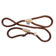 Dog – Luxury Brown Soft Weave Slip Lead – 14mm – Hand-Stitched Leather Tabs – Durable & Versatile