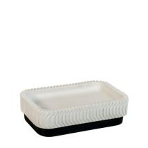 Portasapone Empire Bianco – Cemento e resine – Design elegante anni '30 con dettagli neri