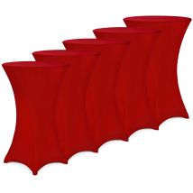 5x Housses De Table De Bar Bistrot Ronde Nappe Mange Debout Protection Table De Cocktail Tissu Stretch Set De 5 Pièces Ø60 Cm / Rouge Bordeaux - Deuba