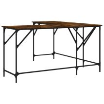 Escritorio De Oficina Puesto De Trabajo Mueble De Ordenador Estudio Roble Ahumado 149 X 149 X 75 Cm Madera De Ingeniería Marrón 020023588