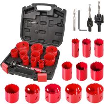Bi-metal Coronas Perforadoras 17pcs, Hychika Sierras Perforadoras 11 Discos: 19mm-68mm Coronas Taladros Ideal Para Metal Aluminio Madera Pvc Y 