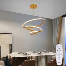 Circular Ring Pendant Light Gold 3-tier 20/40/60cm Diameter 40w Dimmable With Remote 3-colour 3000k/4000k/6500k
