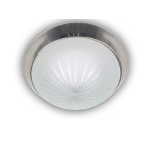 Niermann - Deckenleuchte Rund, Schliffglas Satiniert, Dekorring Silber Matt, Ø 35cm