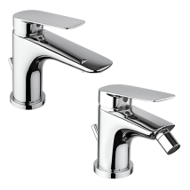 Piralla - Set Rubinetti Per Lavabo E Bidet Con Scarico Automatico Serie Lago Cromato