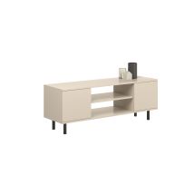 Armadio TV FOCUS 155 cm cashmere con gambe nere – Mobile moderno e funzionale per TV fino a 65" – Facile montaggio