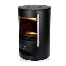 Warmlite Wl46022 Elmswell Round Contemporary Stove With Two Heat Settings, Realistic Led Flame Effect, 2000w, Black