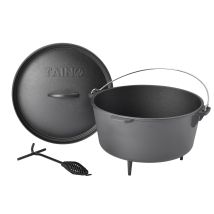 Taino Dutch Oven 8l Gusseisen Ø 30cm Feuertopf Deckelheber Grillzubehör Dopf