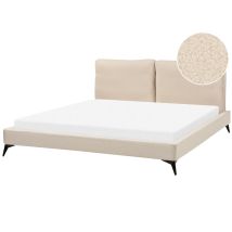 Beliani - Letto Imbottito Moderno In Bouclè Beige 180 X 200 Cm Con Rete A Doghe Melle