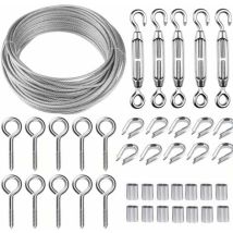 Kit De Cable De Acero Inoxidable De 30 M/2 Mm Con Tensor De Cable De Servicio Pesado M5, Kit De Rollo De Alambre Para Cerca, Kit De Barandilla De 