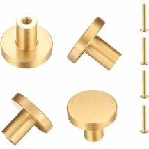 Shining House - Solid Brass Round Door Handle, Furniture Handle, 4 Pieces (25 X 20 Mm)