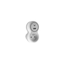 Prise 16a + 2 Chargeurs Usb A Et C Blanc Gris - Zenitech
