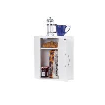 Elegant Brands - Upright Bread Bin + Kitchen Corner Cabinet // White // Freestanding Or Wall Mounted