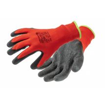 Högert Technik Roder Latexbeschichtete Handschuhe, Rot/schwarz, Größe 8, 12 Paar/packung, Abriebfest Und Flexibel, Ideal Für Präzise Montage- Und 