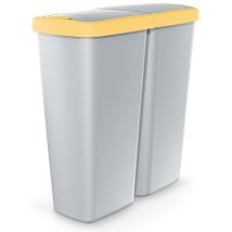 Monzana Cubo De Basura 50l 2 Recipientes Compartimentos Cocina Papelera Contenedor Residuos Reciclaje Tapa Cierre Resistente Oficina Taller Baño Grau 