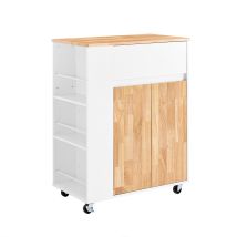 Sobuy Küchenwagen – Küchenmöbel Mit Gummiholz-arbeitsplatte, Eigenständige Kücheneinheit Für Esszimmer Und Kaffeestation, Weiß, 70 × 40 × 90 Cm, 