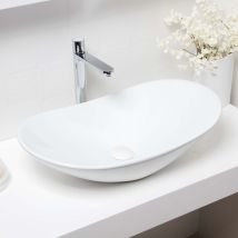 Swiss Aqua Technologies - White Ceramic Oval Countertop Bathroom Wash Basin Sink