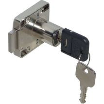 Cerradura de mueble de níquel – 25 mm de retroceso – Diámetro de cilindro 18 mm – Grosor de puerta 19-20 mm – Incluye 2 llaves