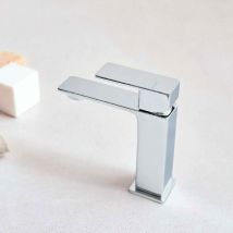 Sanycces Einhebelmischer Waschbeckenarmatur BB CUBO – Hochwertige Messingarmatur in Chrom und Mattschwarz – 31 cm hoch, Ø4,8 cm – 7 L/min