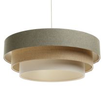 Bps Koncept 050-106-60 Hängeleuchte Boho Elegant E27 1x40w Stoff Strukturiert Auf Pvc-kunststoff Grau, Beige, Weiß H:90cm Ø60cm Dimmbar