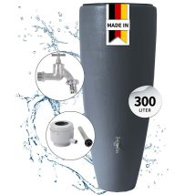 Garantia - 2in1 Wasserbehälter Komplett-set 300 Liter Graphite Grey Inkl. Chrom-auslaufhahn Und Fallrohranschluss