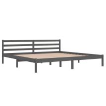 Ityhome - Estructura De Cama Sin Colchón Madera De Pino Gris 200x200 Cm Vidaxl