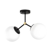 Lampadario 2 Sfere L. 44 X H. 28 Cm In Metallo Nero E Bianco - Damar