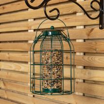 Nature's Market – Wild Bird Hanging Nut Feeder with Squirrel Guard – 27 cm Height – Powder Coated Metal Mesh