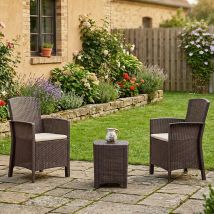 Lounge-set Für Den Außenbereich Jupiter, Gartenset Mit Kissen, Lounge-set Für Den Innenbereich In Rattan-optik, 100 % Made In Italy, Braun