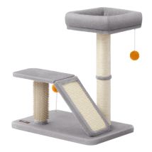 Feandrea - Griffoir Pour Chat Avec Lit, Griffoir Multifonctionnel Avec Rampe De Grattage Pivotante, Perchoir, Toilettage Autonome, Pompons, Petit 
