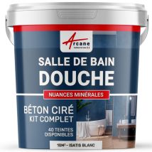 Arcane Industries - Beton Ciré: Kit Betonbeschichtung | Kunstharz-beton Badezimmer Begehbare Dusche - Wasserdichte Beschichtung - Isatis-weiß - Kit 10