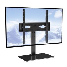 Vevor Supporto Per Televisori Da Banco Base In Vetro Temperato Altezza Regolabile Tra 615-670mm, Porta Tv 32-55 Pollici Compatibile Con Vesa Carico 