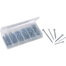 Rundkopfsplinte Sortiment 555-tlg. – verzinkt – 25 x 1,6 mm, 25 x 2,4 mm, 38 x 2,4 mm, 32 x 3,2 mm, 50 x 3,2 mm, 64 x 4 mm