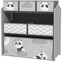 Zonekiz - Mobile Portagiochi Per Bambini Con 6 Contenitori In Tessuto Grigio