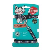 Collar para gatos reflectante violeta – Lazo ajustable – Material duradero – Visibilidad nocturna – AIME