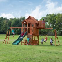 Backyard Discovery - Skyfort Ii Wooden Climbing Frame With 2 X Swings, Trapeze And 1 X Slide
