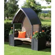 Cottage Arbour Wooden Garden Seat Chair Charcoal Grey & Nutmeg Cream - Afk