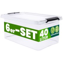 Deuba Caja Almacenaje Apilable Contenedor Transparente Orden Almacenamiento Organizador Libre De Bpa Cesta Juguetes Libros Ropa Mantas Alimentos 6x40l
