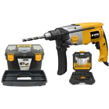 Vito - Perceuse À Percussion 1050w + Coffret 50 Pièces Forets Et Embouts + Boite À Outils 18'