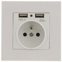 Ousudela - Wall Socket, Wall Power Socket With Double Usb 5v/2100ma, Built-in Socket With 2 Usb Ports Convenient And Handy