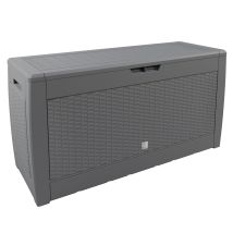 Deuba - Casaria Baule Da Giardino 119cmx48cmx60cm Con Coperchio Ribaltabile Contenitore Per Esterni Box Oggetti Bauli Terrazza Effetto Rattan-grigio