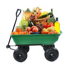 Autocarro Con Cassone Ribaltabile Da Giardino In Polietilene Pieghevole Con Telaio In Acciaio, 10 Pollici. Pneumatici, Capacità Di 300 Libbre, Cassone