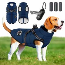 Giacca Per Cani Cappotto Per Cani Con Pettorina Incl. 45 Sacchetti Per La Cacca + Dispenser Gilet Invernale Per Cani Foderato Impermeabile Gilet 