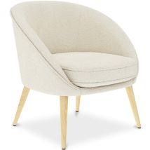 Privatefloor - Poltrona Con Braccioli - Rivestita In Tessuto Bouclé - Pimba Bianco
