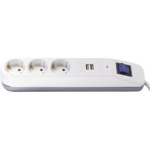 Rev - 0014348100 Steckdosenleiste Mit Schalter 3fach Weiß, Grau Schutzkontakt 1 St.