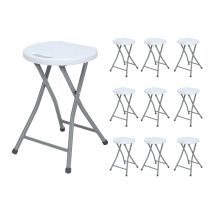 Megapack 10 Taburetes Plegables De Resina Y Acero 31x45cm Blancos 7house