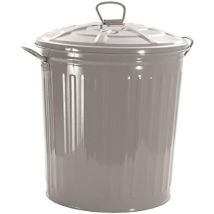 Poubelle d'extérieur – Tambour LT.18 peint gris tourterelle – 18 litres – Matières, Volume, Largeur, Hauteur, Longueur