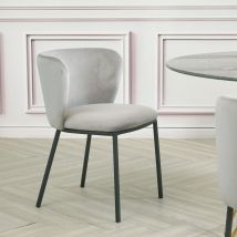 Ihome Furniture – Set of 2 Light Grey Velvet Dining Chairs – Crib 5 Certified – Modern Design – Comfortable Seating – 44x46x75 cm