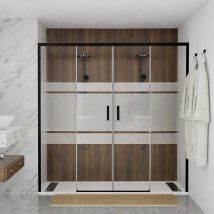 Copie De Cabine De Douche Avant Coulissante Noire F1 2 Fixes + 2 Portes - Sans Low Profile Decoracion Mampara: Verre Décoré - Mamparas: 140 Cm