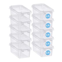 Smartstore Scatole Portaoggetti In Plastica 0,3l Con Coperchi - Set Di 10 Impilabili E Sovrapponibili - Garanzia Di 10 Anni - Sicure Per Alimenti - 